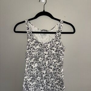 White and Black Floral Tank Top